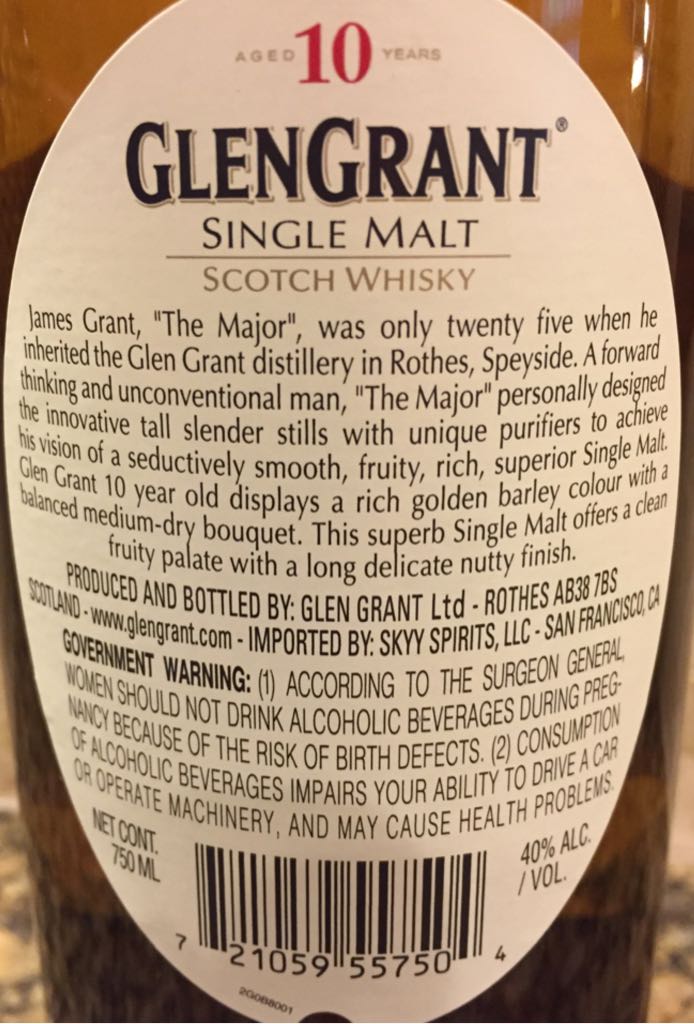 Glen Grant 10 Year Old - Glen Grant Ltd (750 mL) alcohol collectible - Main Image 2