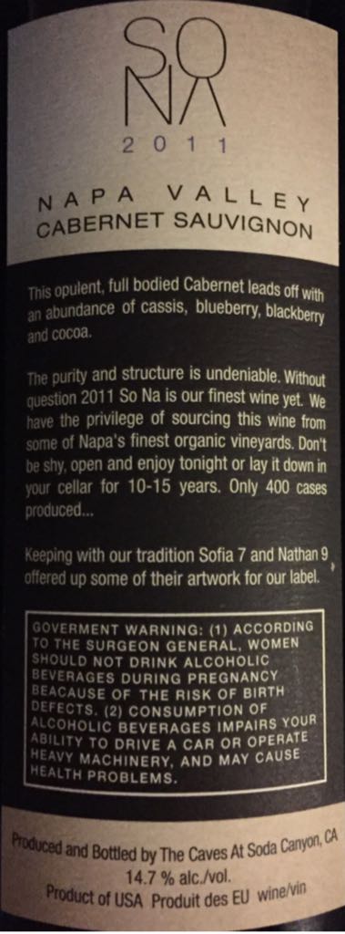 SO NA - The Caves At Soda Canyon (750 mL) alcohol collectible - Main Image 2