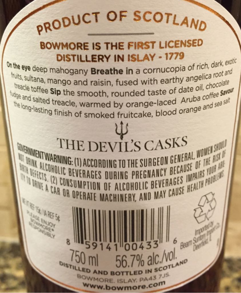 Bowmore The Devil’s Casks III - Bowmore Distillery (750 mL) alcohol collectible - Main Image 2