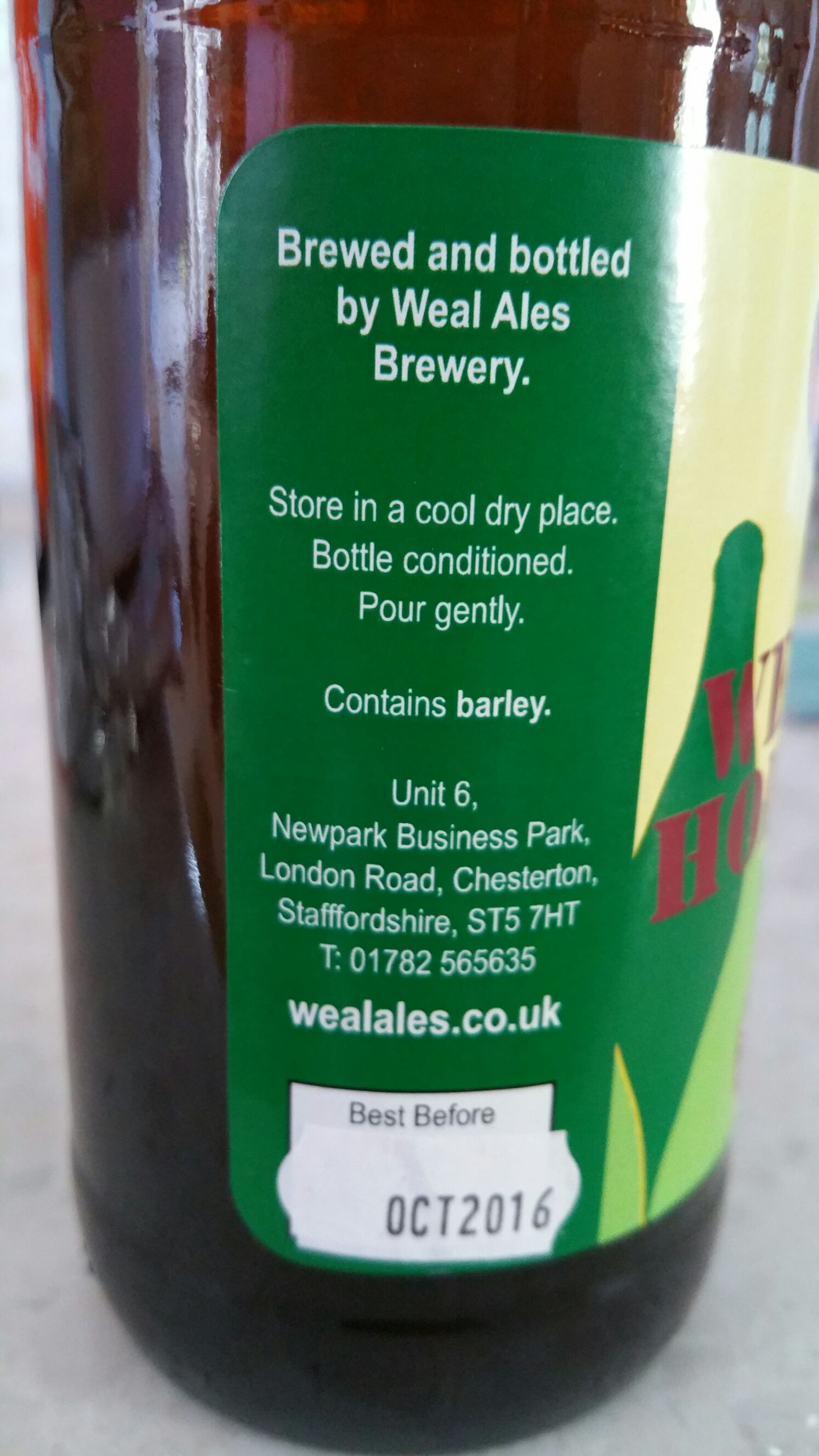 Wealy Hopper - Wem Ales alcohol collectible - Main Image 2