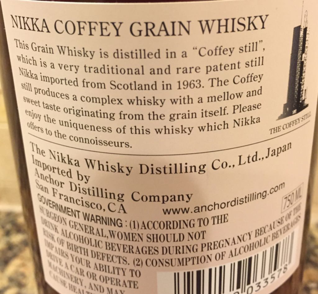 Nikka Coffey Grain Whisky - The Nikka Whisky Distilling Co. (750 mL) alcohol collectible - Main Image 2