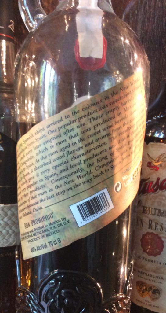 Ron Prohibido 12 Solera - Cervecera Mexicana (700 mL) alcohol collectible - Main Image 2