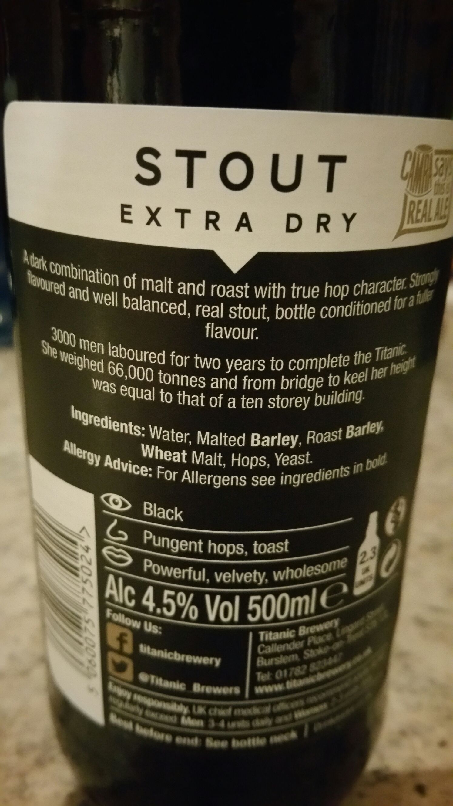 Extra Dry Stout - Titanic alcohol collectible - Main Image 2