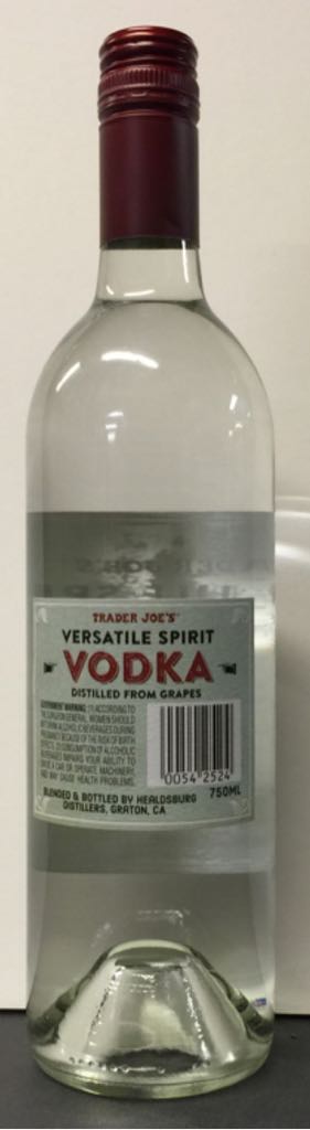 Trader Joe’s Versatile Spirit Vodka - Healdsburg Distillers (750mL) alcohol collectible - Main Image 2