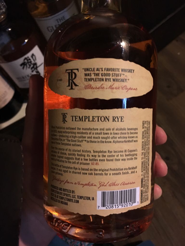Templeton 4yr - Templeton Rye Spirits, Templeton, IA (750 mL) alcohol collectible - Main Image 2