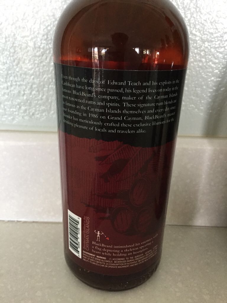 Blackbeard’s Dark Rum - Blackbeard’s Cayman Islands (1L) alcohol collectible - Main Image 2
