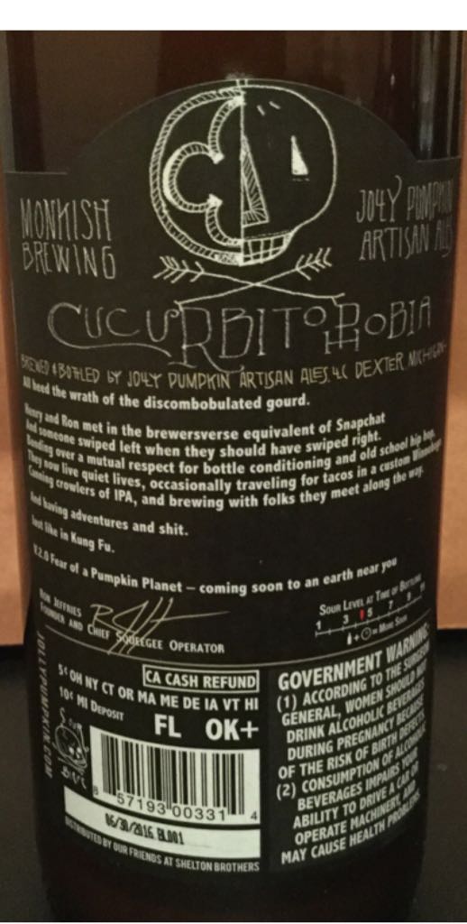 Cucurbitophobia - Jolly Pumpkin Artesian Ales (650 mL) alcohol collectible - Main Image 2