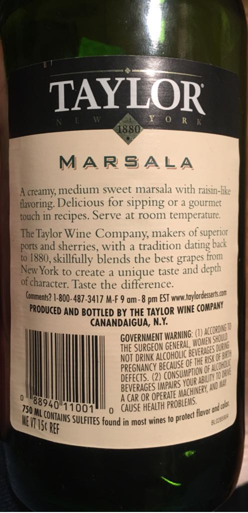 Marsala - Taylor Wine (750 mL) alcohol collectible - Main Image 2