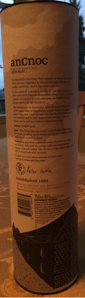 anCnoc Highland Single Malt Scotish Whiskey (Peter Arkle Editon) - The Knockdhu Distillery (750 mL) alcohol collectible - Main Image 2