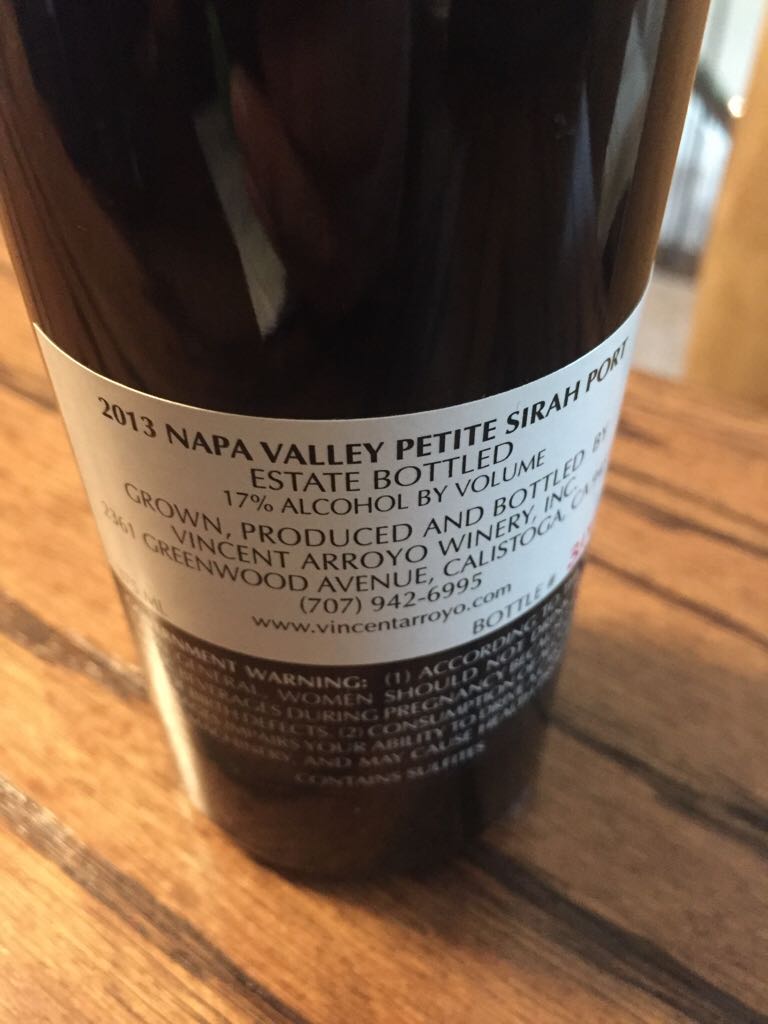 2013 Napa Valley Petite Sirah Port - Vincent Arroyo (375 mL) alcohol collectible - Main Image 2
