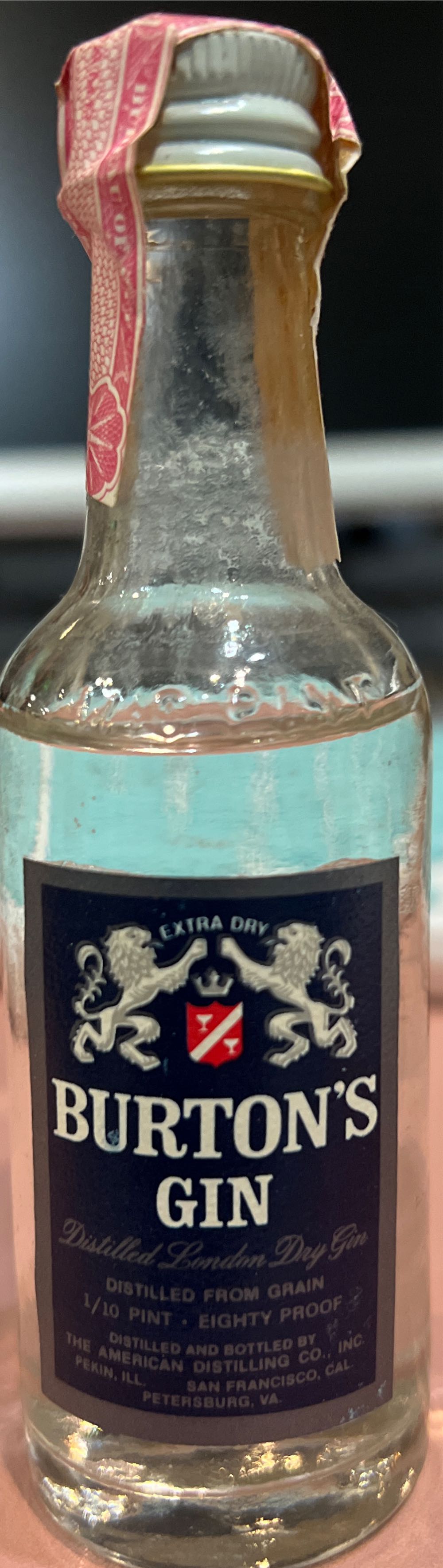 Burton’s Gin - American Distilling Co. (1/10 pintL) alcohol collectible - Main Image 2