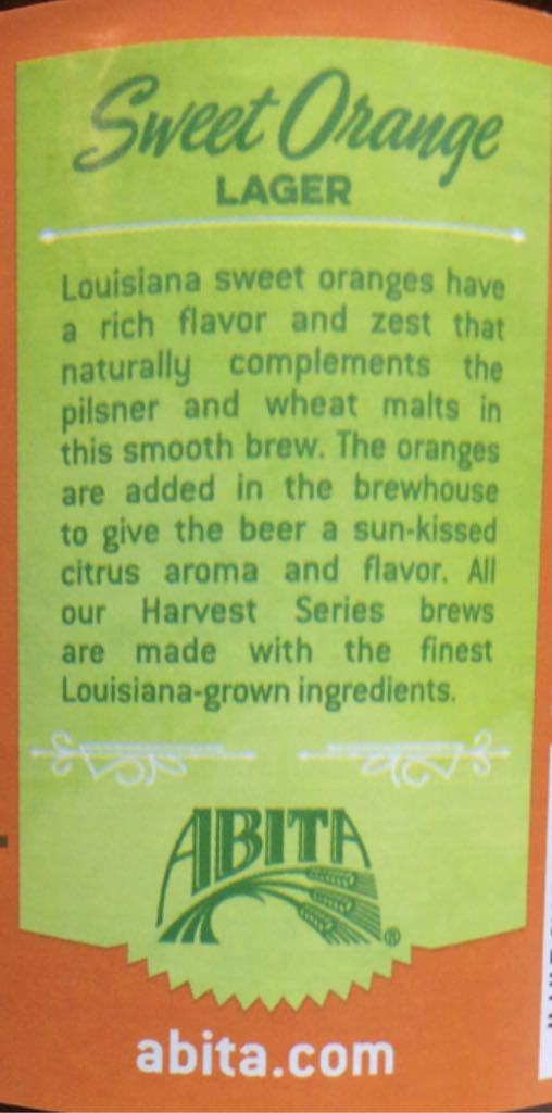 Sweet Orange Lager - Abita Brewing Co (12 fl. oz.) alcohol collectible - Main Image 2
