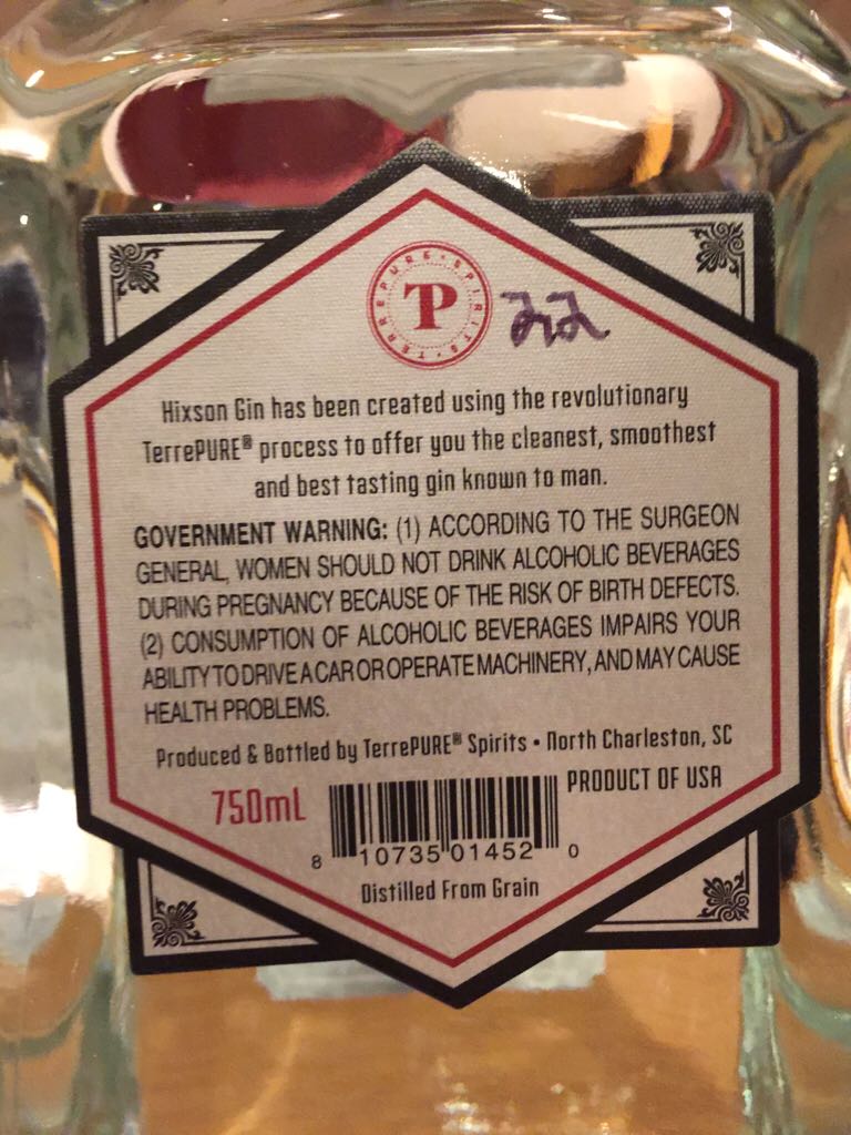 Hixson Gin - Terrepure Spirits (750 mL) alcohol collectible - Main Image 2