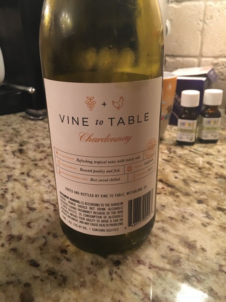 Vine to Table Chardonney - Vine to Table (750 mL) alcohol collectible - Main Image 2