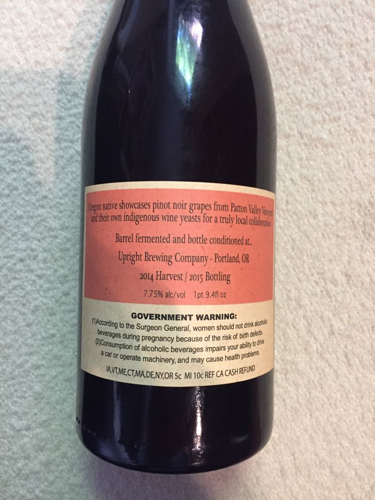 Oregon  - Upright Brewing (25.4 fl. oz.) alcohol collectible - Main Image 2