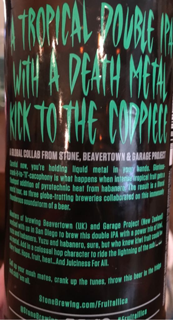 Fruitallica - Stone Brewing (22 fl. oz.) alcohol collectible - Main Image 2