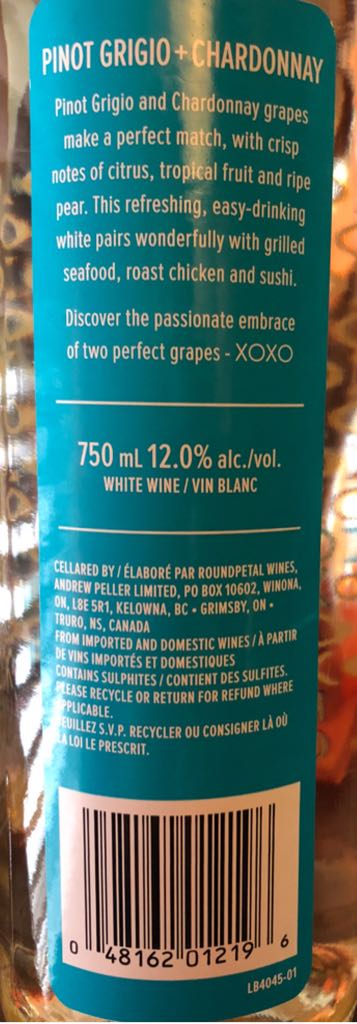 XOXO Pinot Grigio + Chardonnay - Andrew Peller Ltd. (750 mL) alcohol collectible - Main Image 2