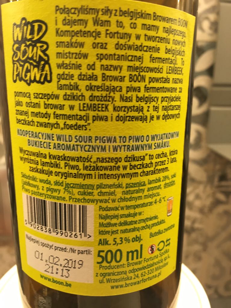 Fortuna Wild Sour Pigwa - Browar Fortuna alcohol collectible - Main Image 2