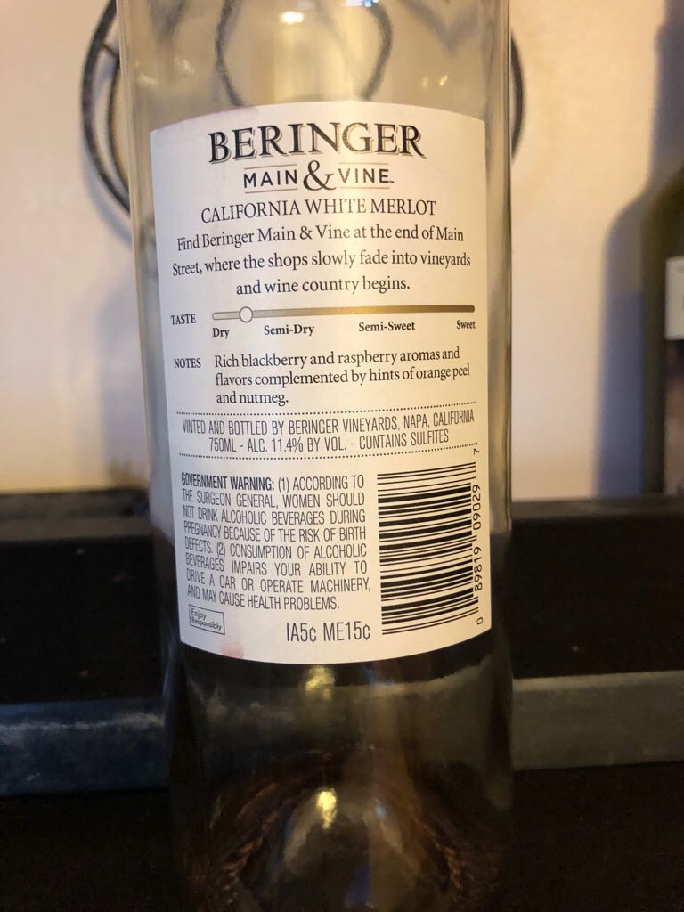 Beringer - Main & Vine (750 mL) alcohol collectible - Main Image 2
