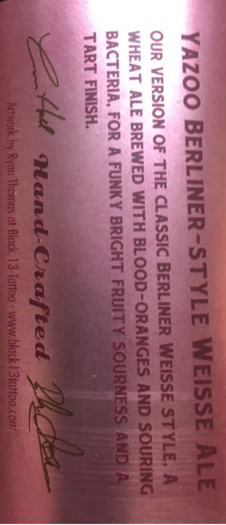 Berliner Blood Orange - Yazoo Brewing Company (12 fl. oz.) alcohol collectible - Main Image 2