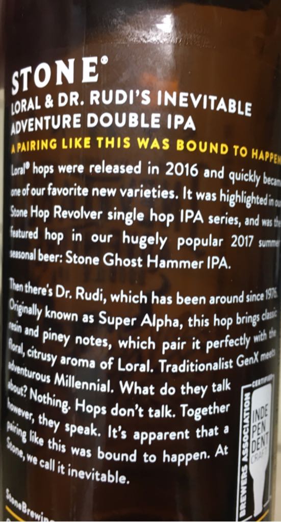 Loral &Dr Rudi’s Inevitable Adventure - Stone Brewing Co (12 fl. oz.) alcohol collectible - Main Image 2