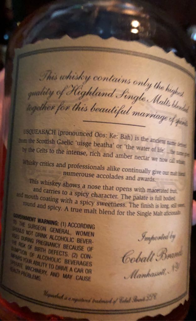 Usquaebach 15 - Douglas Laing & Co. Ltd. (750 mL) alcohol collectible - Main Image 2