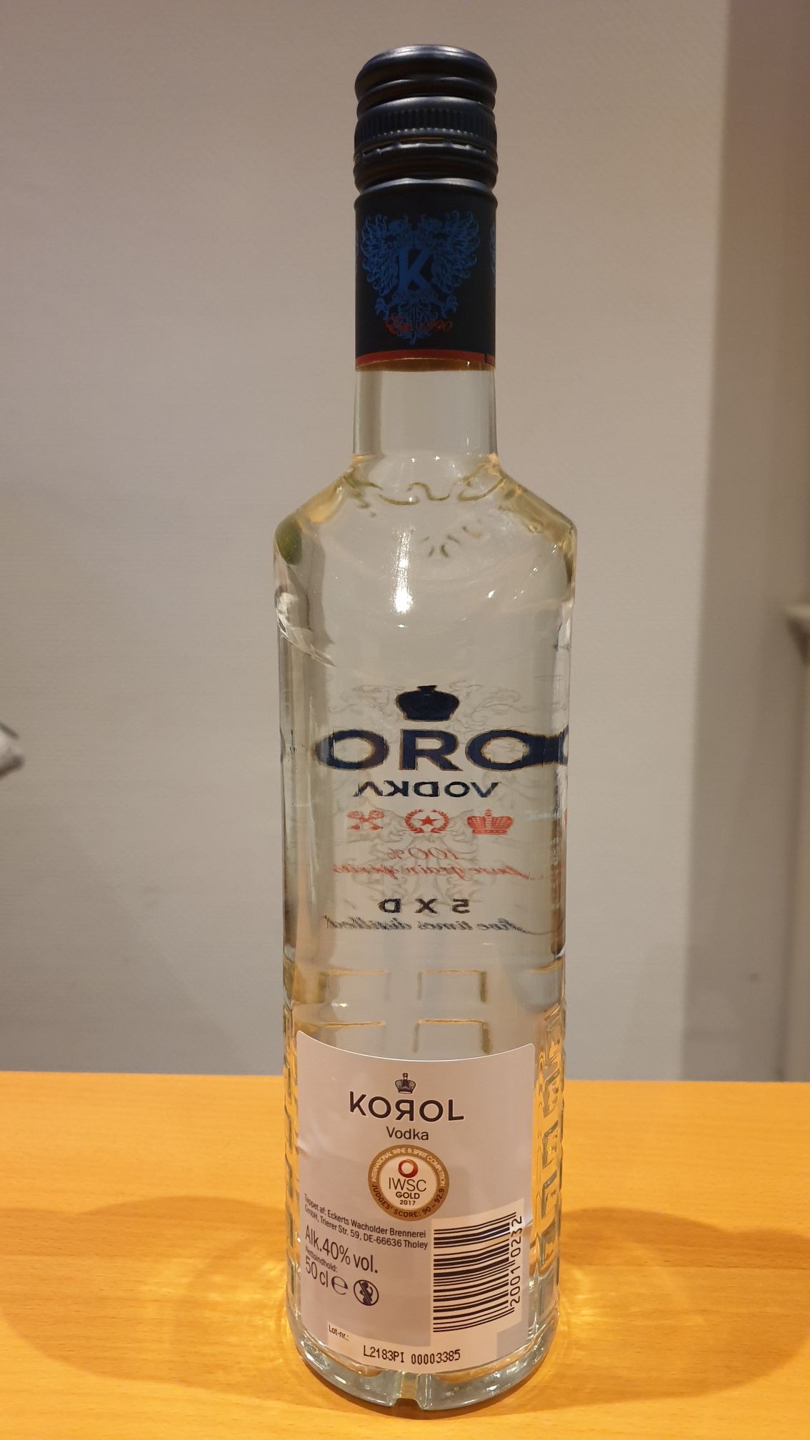 Korol vodka 500ml 40% Germany - Eckerts Wacholder Brennerei Gmbh (500mL) alcohol collectible [Barcode 20010232] - Main Image 2