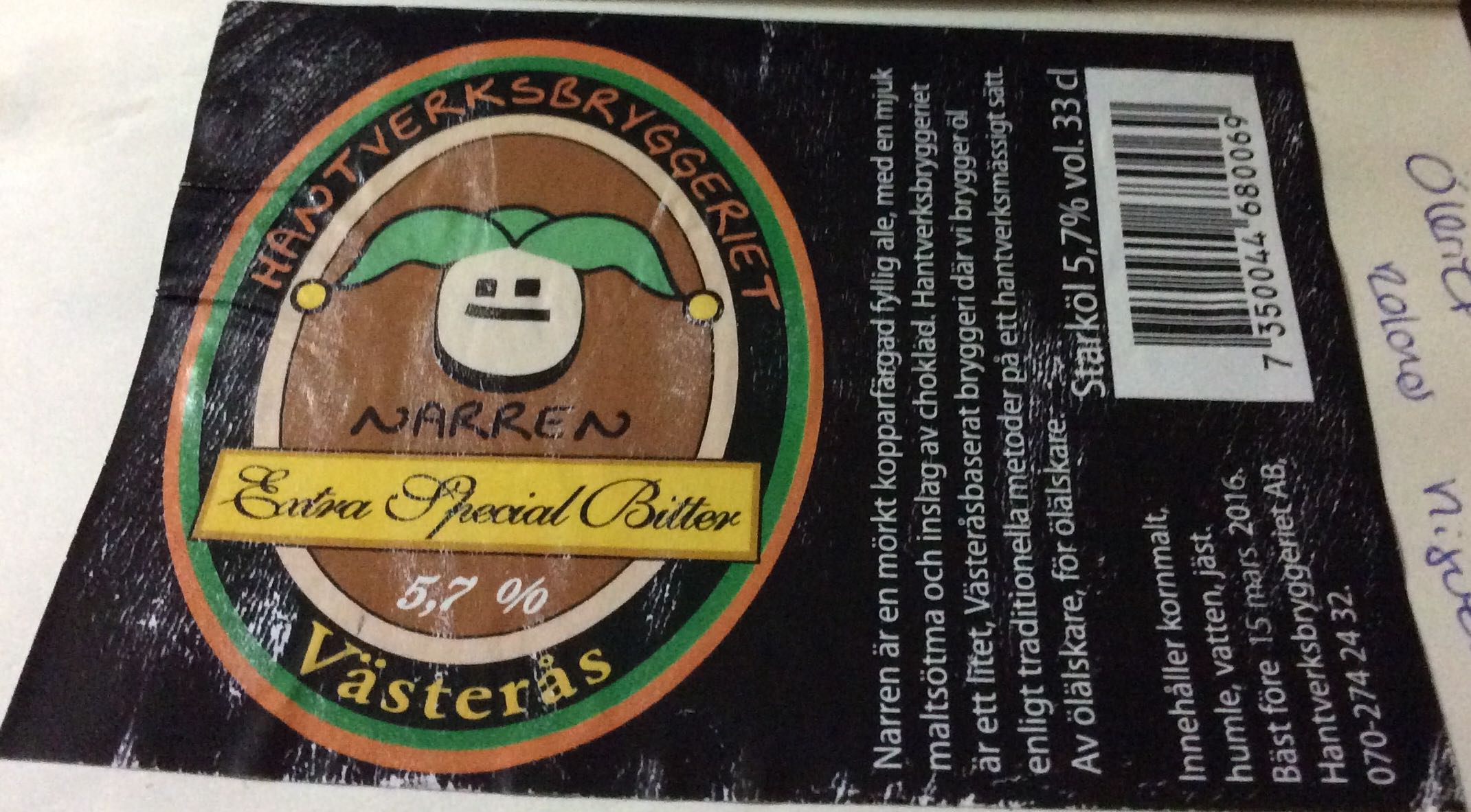Narren - Hantverksbryggeriet (330 mL) alcohol collectible - Main Image 1