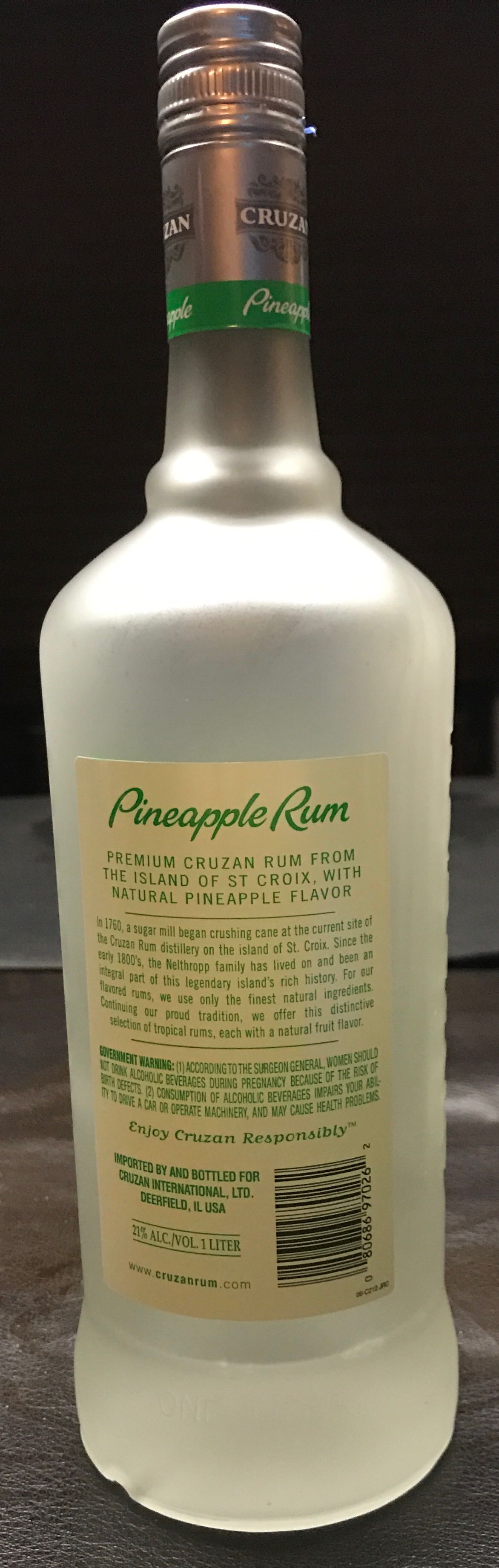 Cruzan Pineapple Rum - Cruzan Rum Distillery, St. Croix (1 L) alcohol collectible - Main Image 2