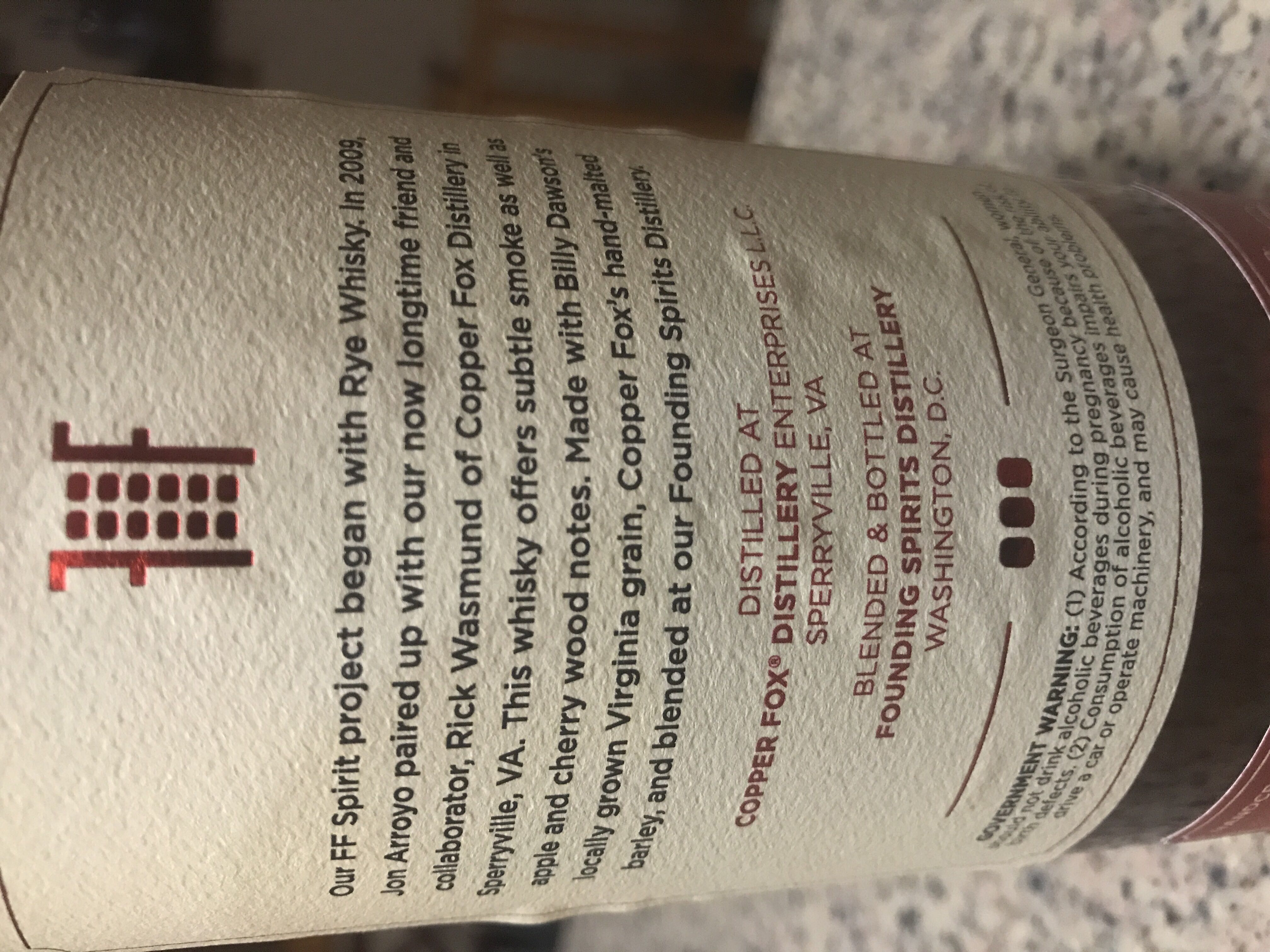 Founding Farmers - Copper Fox Distillery (750 mL) alcohol collectible - Main Image 2