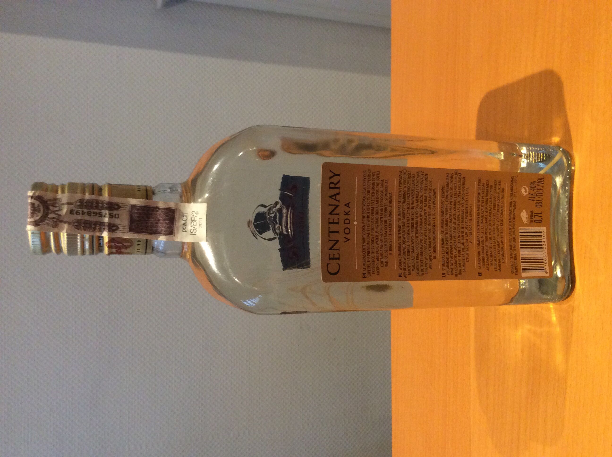 Stumbras Centenary Vodka 700ml 40% Lithuania - AB Stumbras (700 mL) alcohol collectible [Barcode 4770033224709] - Main Image 2