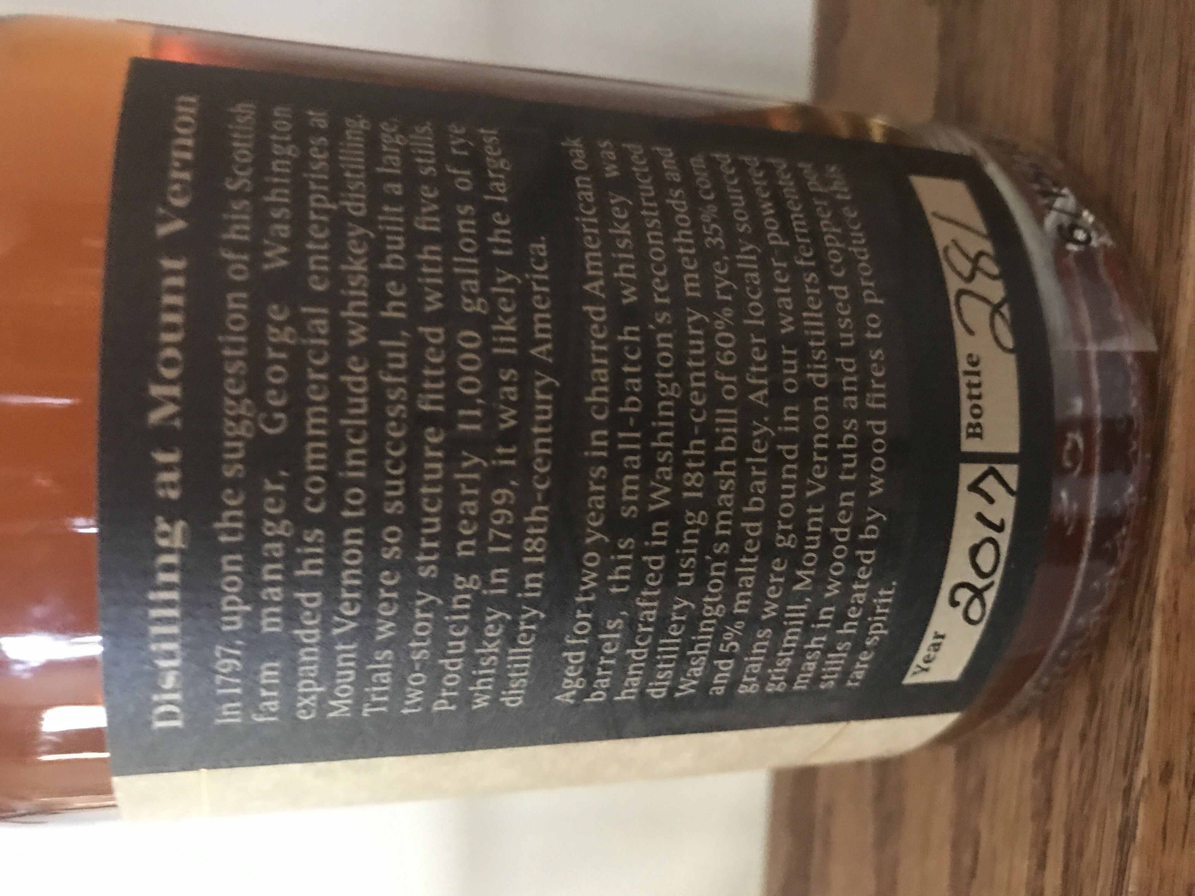 George Washingtons Rye - George Washingtons Distillery (375 mL) alcohol collectible - Main Image 2