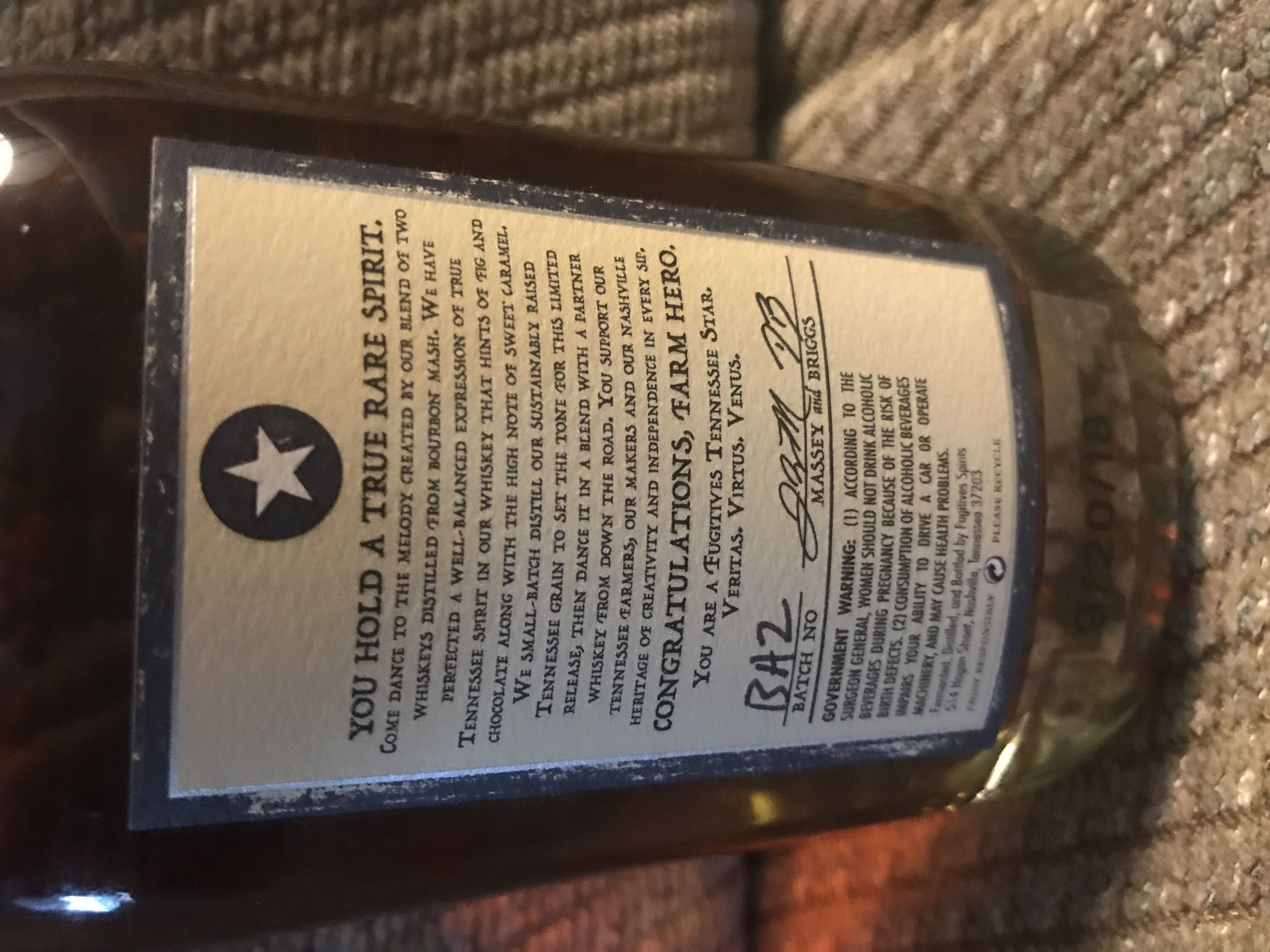 Nashville Craft Fugitives Tenn Waltz  - Nashville Craft Distillery (375 mL) alcohol collectible - Main Image 2
