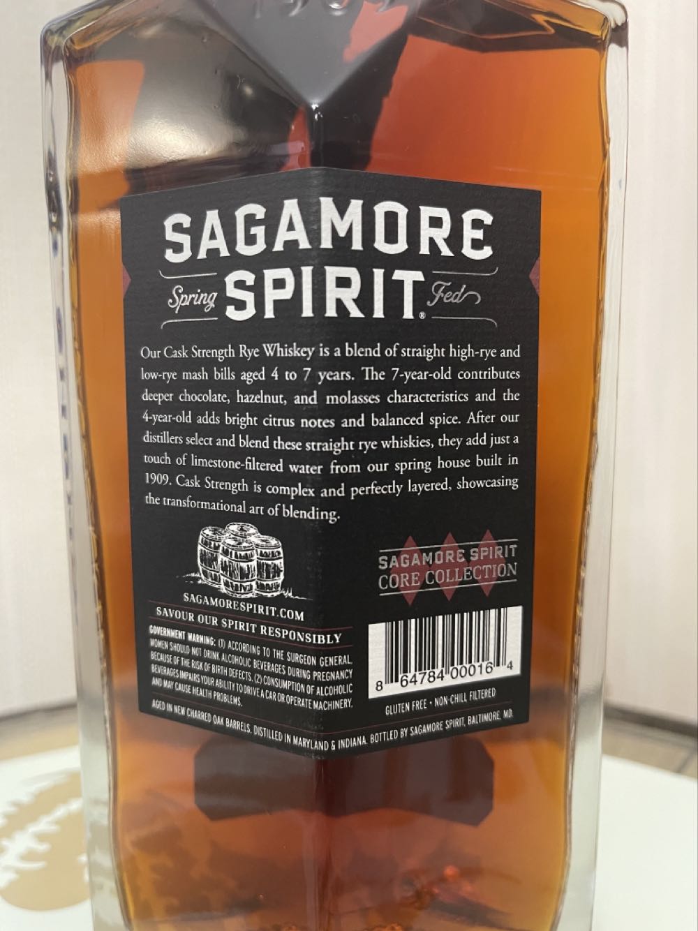 Sagamore Rye Cask Strength  - Sagamore Spirits (750 mL) alcohol collectible [Barcode 864784000164] - Main Image 2
