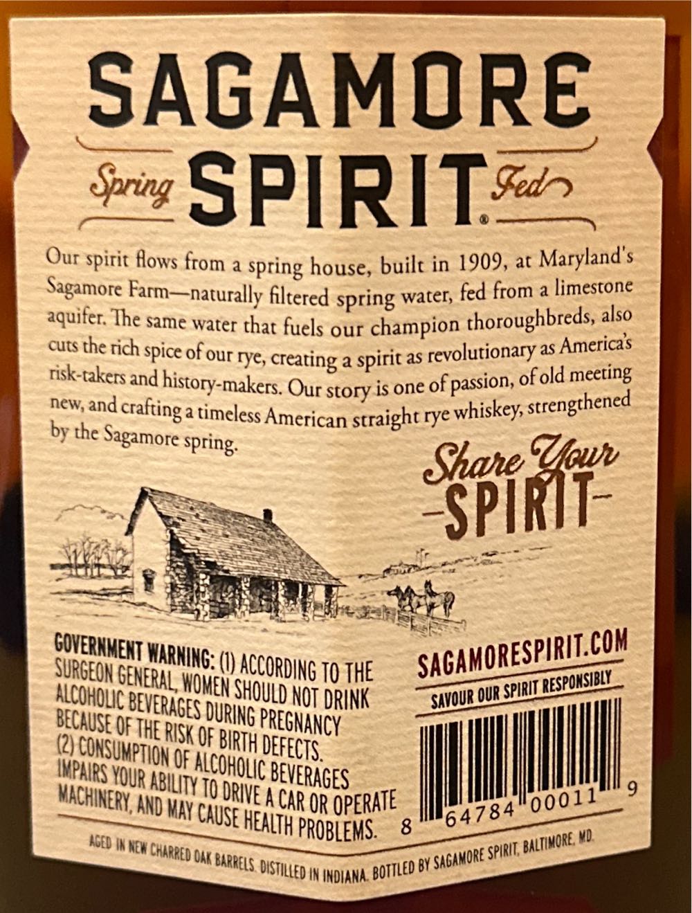 Sagamore Straight Rye Whiskey  - Sagamore Spirits (750 mL) alcohol collectible [Barcode 864784000119] - Main Image 2