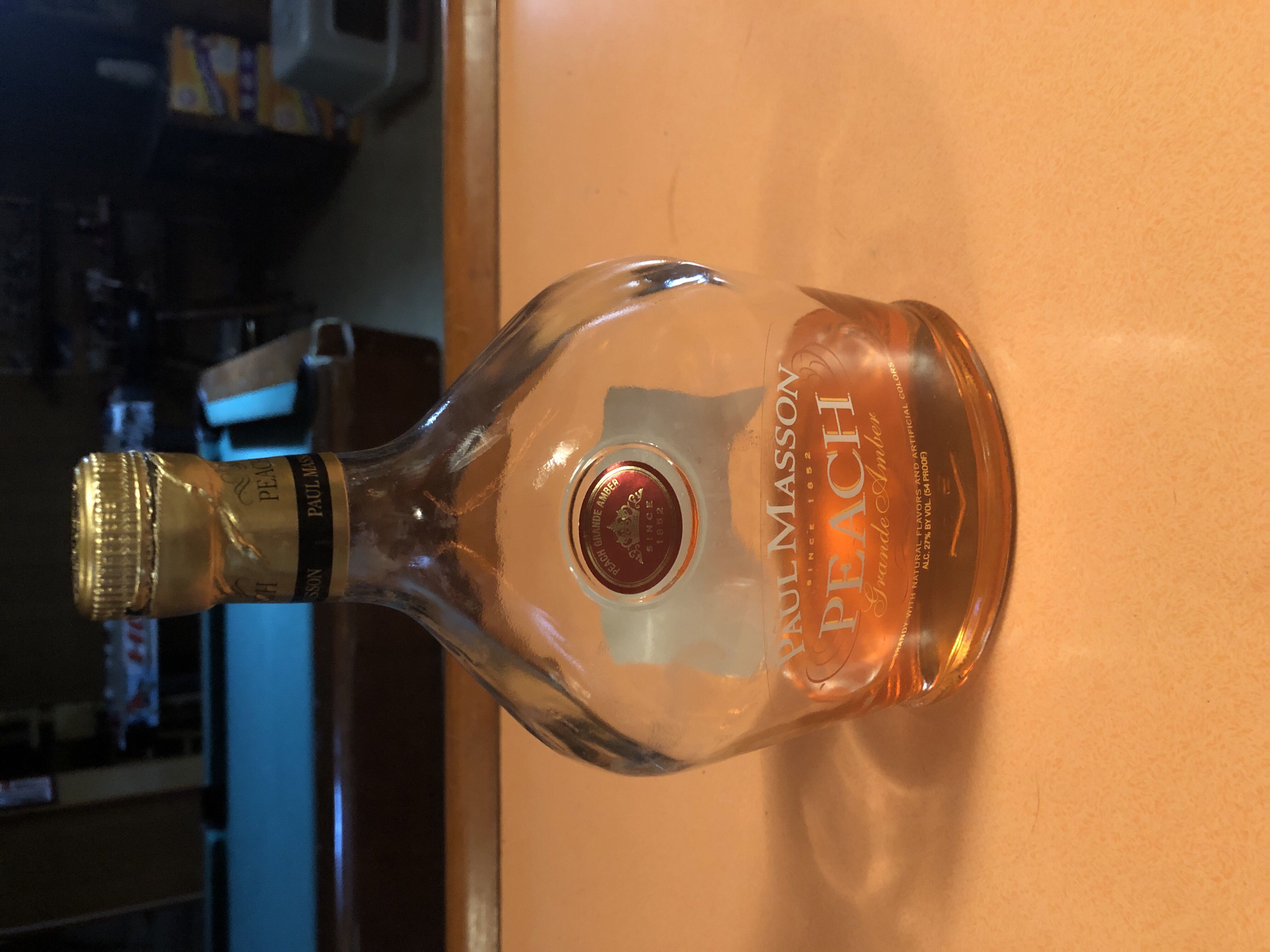 Paul Masson - Peach Brandy  (750 mL) alcohol collectible [Barcode 021296620024] - Main Image 1