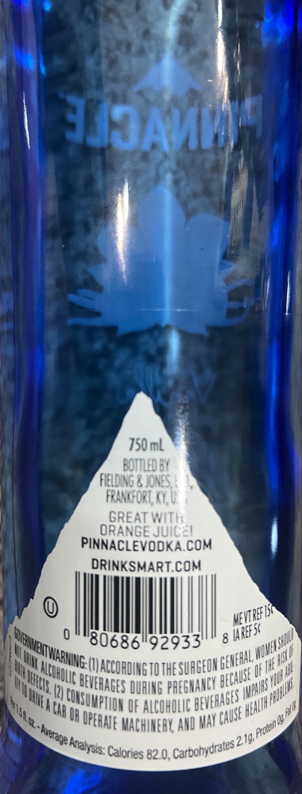 Pinnacle Vanilla Vodka  (750 mL) alcohol collectible [Barcode 080686929338] - Main Image 2