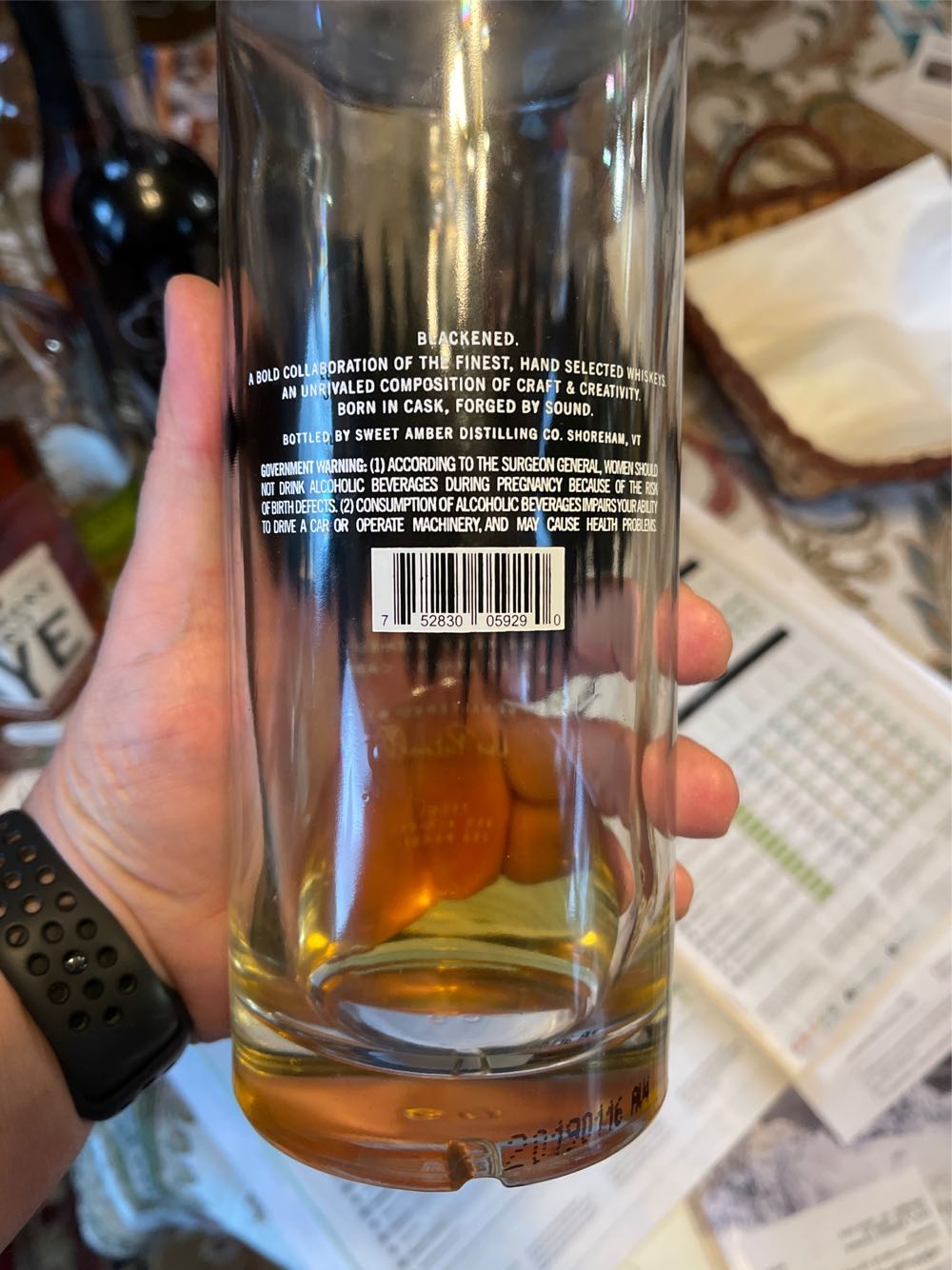 Blackened BATCH 93 - Sweet Amber Distilling (750 mL) alcohol collectible [Barcode 752830059290] - Main Image 2