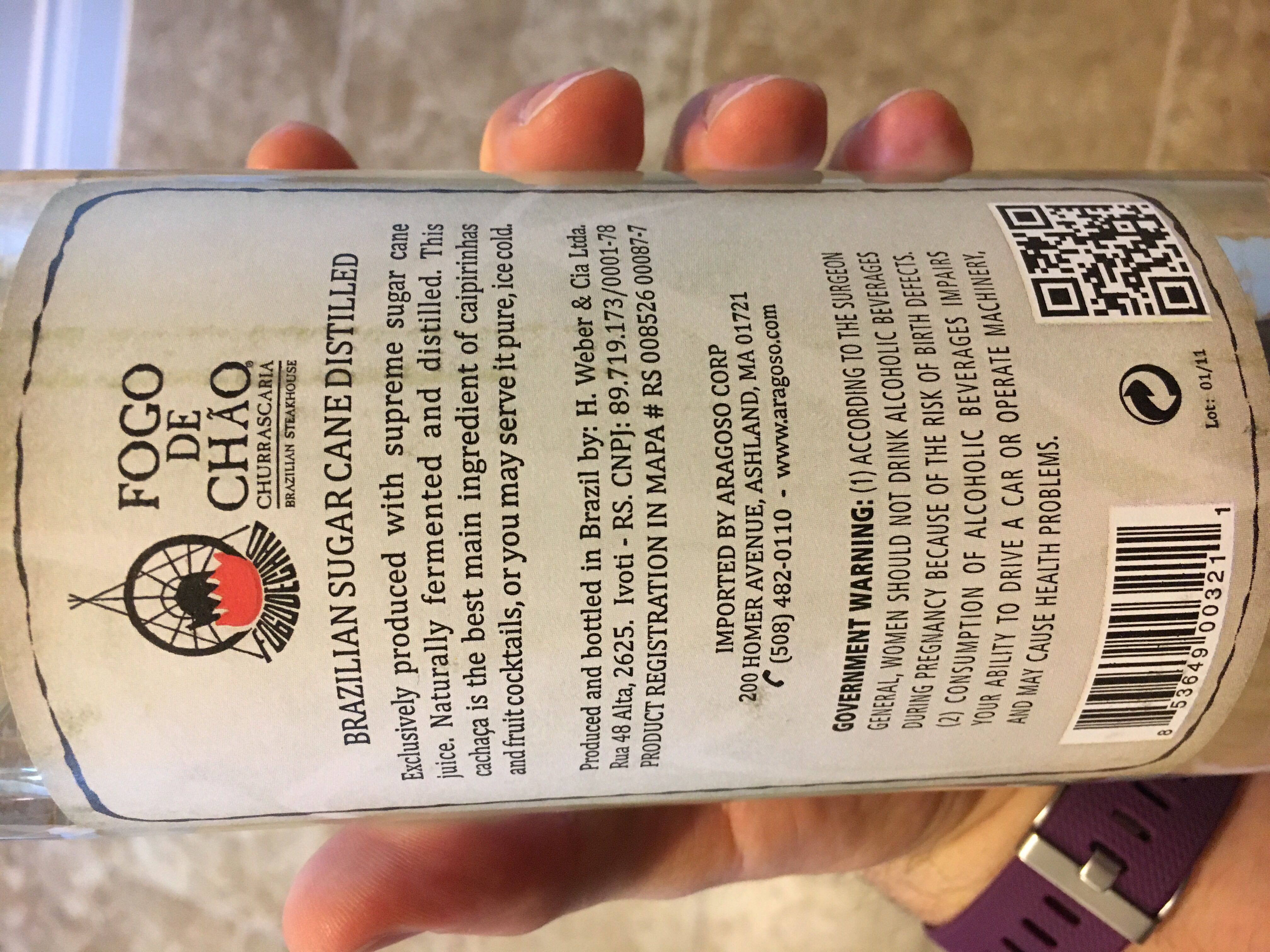 Cachaca Silver - Fogo De Chao (1 L) alcohol collectible [Barcode 853649003211] - Main Image 2