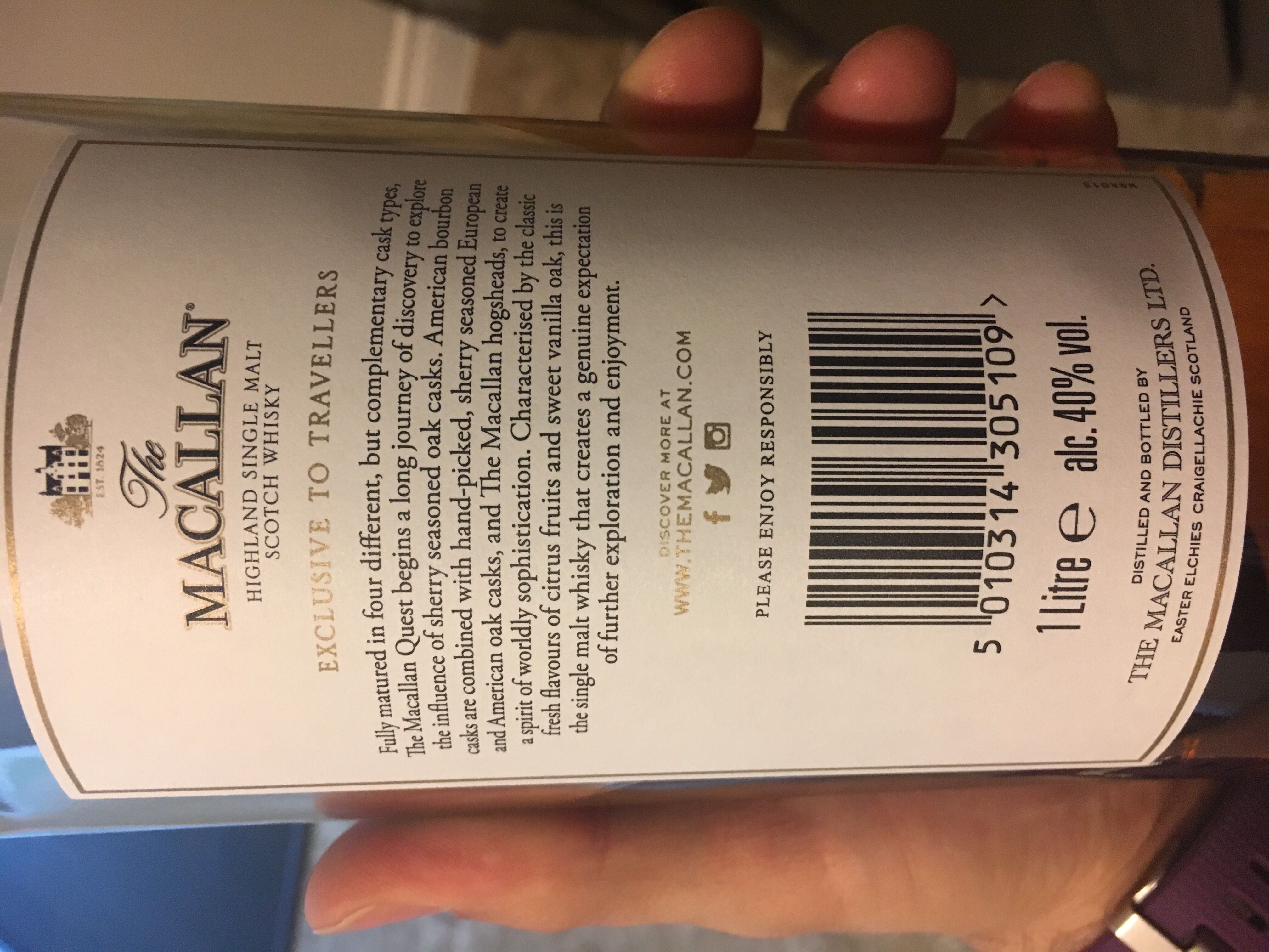 Macallan Quest - Macallan (1 L) alcohol collectible [Barcode 5010314305109] - Main Image 2