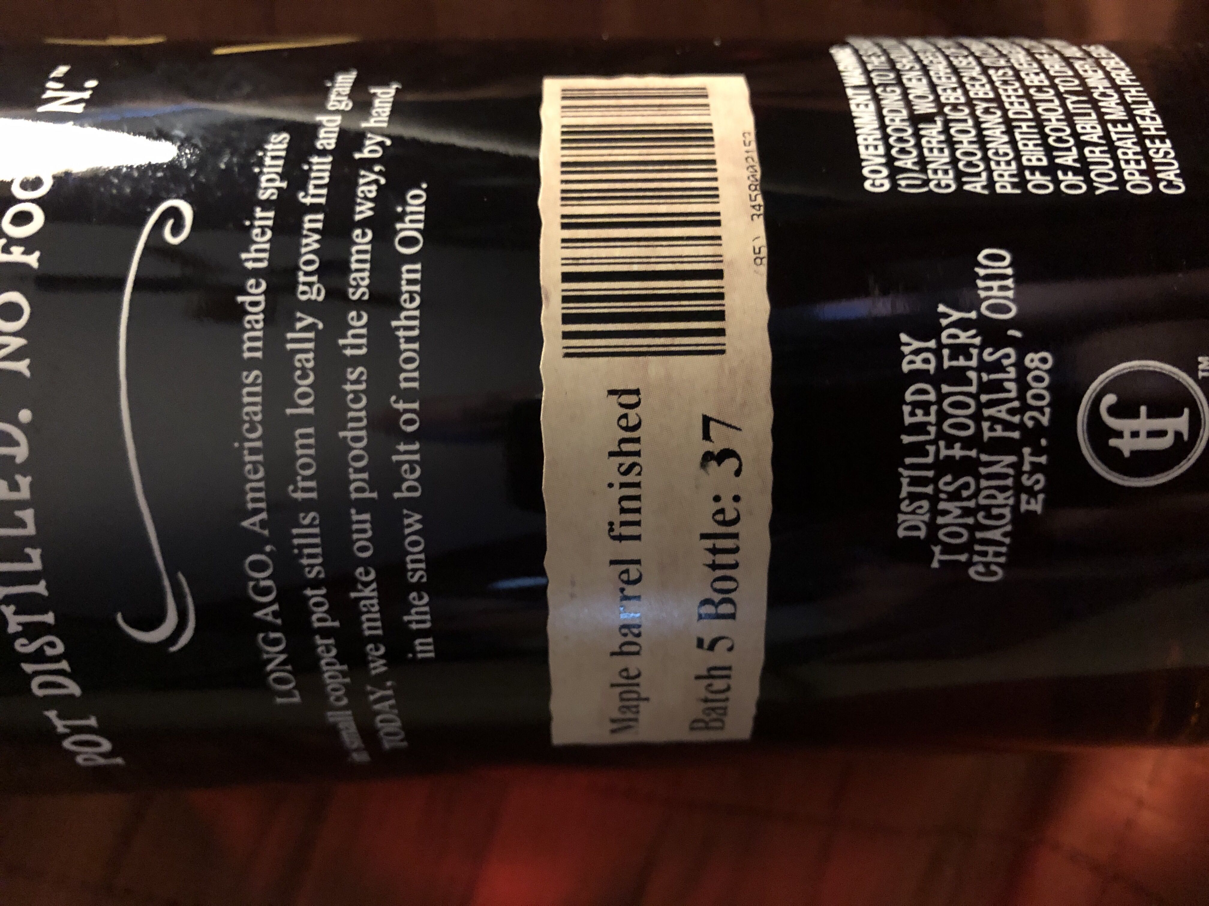 Tom Foolery’s Bourbon Finished Maple Syrup Barrel  - Toms Foolery (750 mL) alcohol collectible - Main Image 2