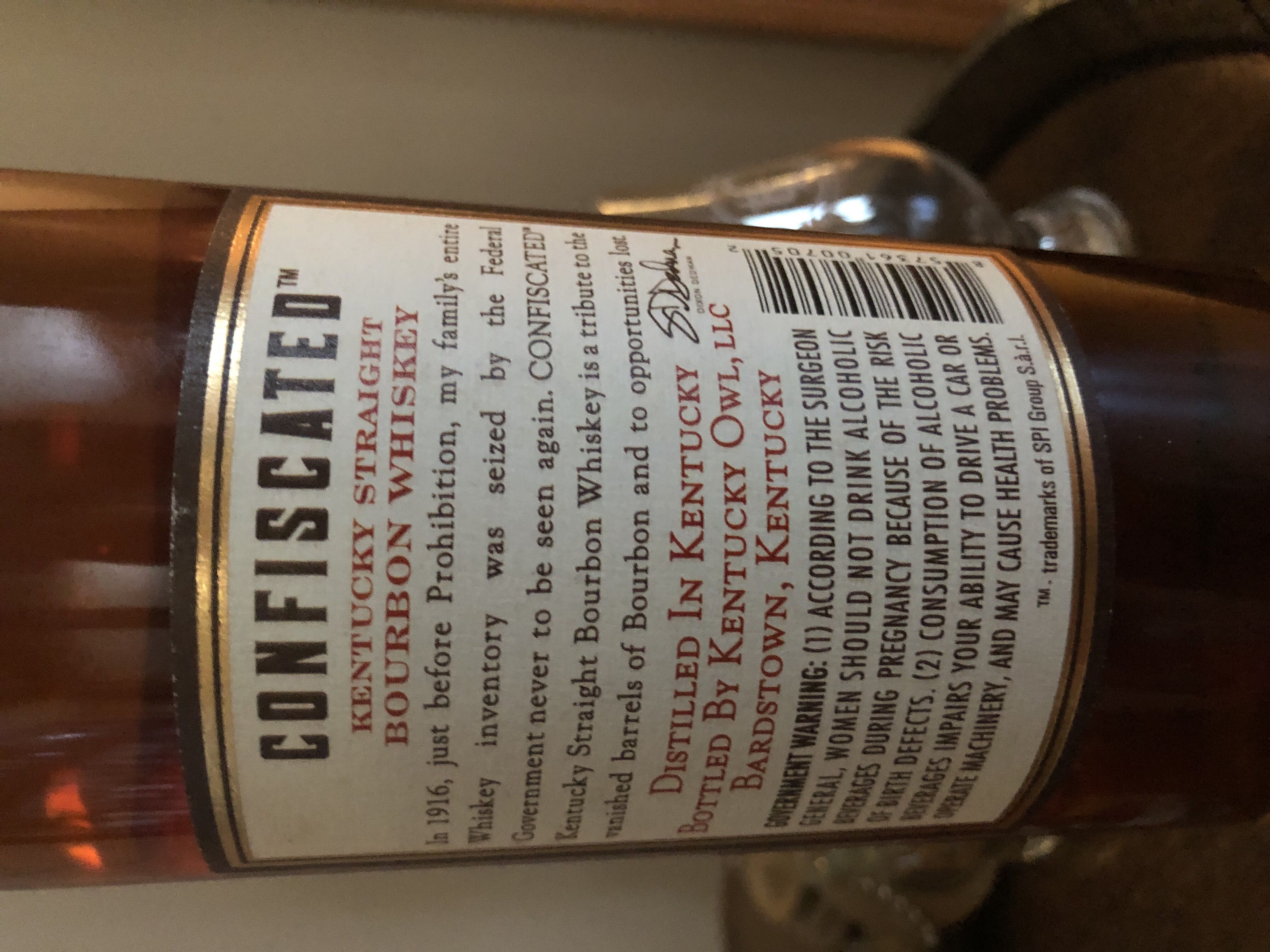 Kentucky Owl Confiscated - Kentucky Owl LLC (750mL) alcohol collectible [Barcode 857361007052] - Main Image 2