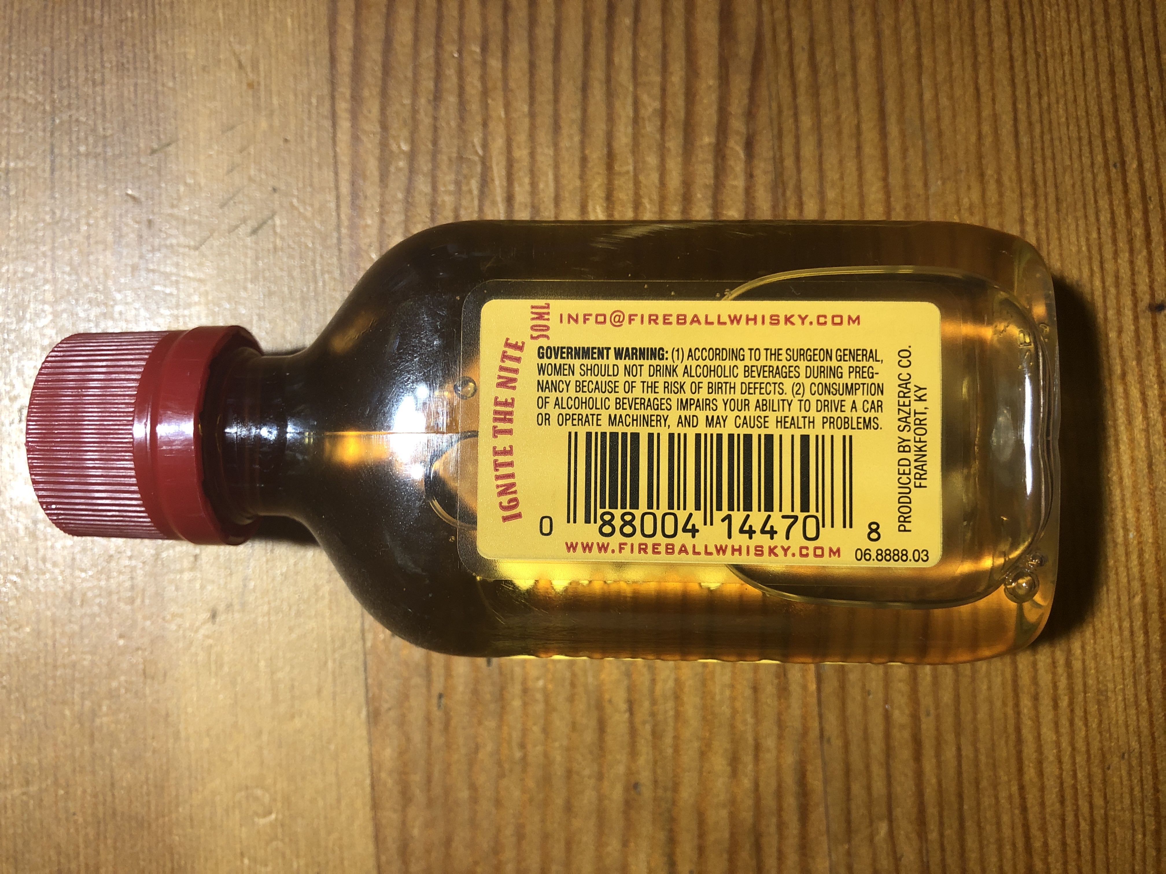 Fireball Cinnamon Whisky - Sazerac Company (50 mL) alcohol collectible [Barcode 088004144708] - Main Image 2