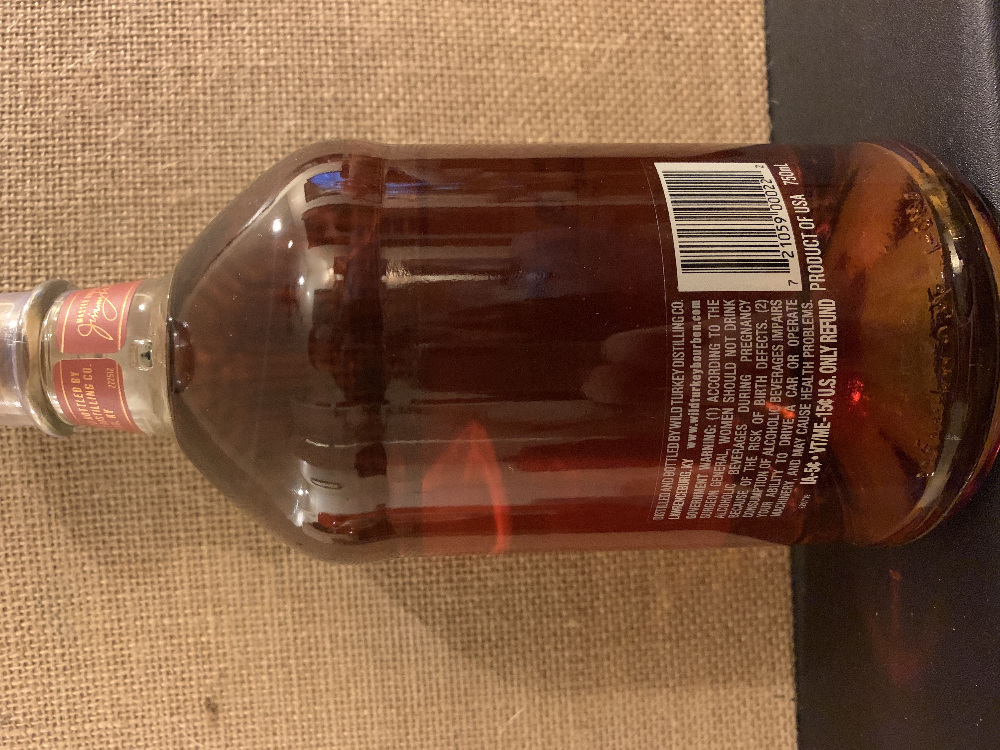 Wild Turkey Rare Breed Barrel Proof - Wild Turkey Distilling Co., Lawrenceburg, KY (750 mL) alcohol collectible [Barcode 721059000222] - Main Image 2