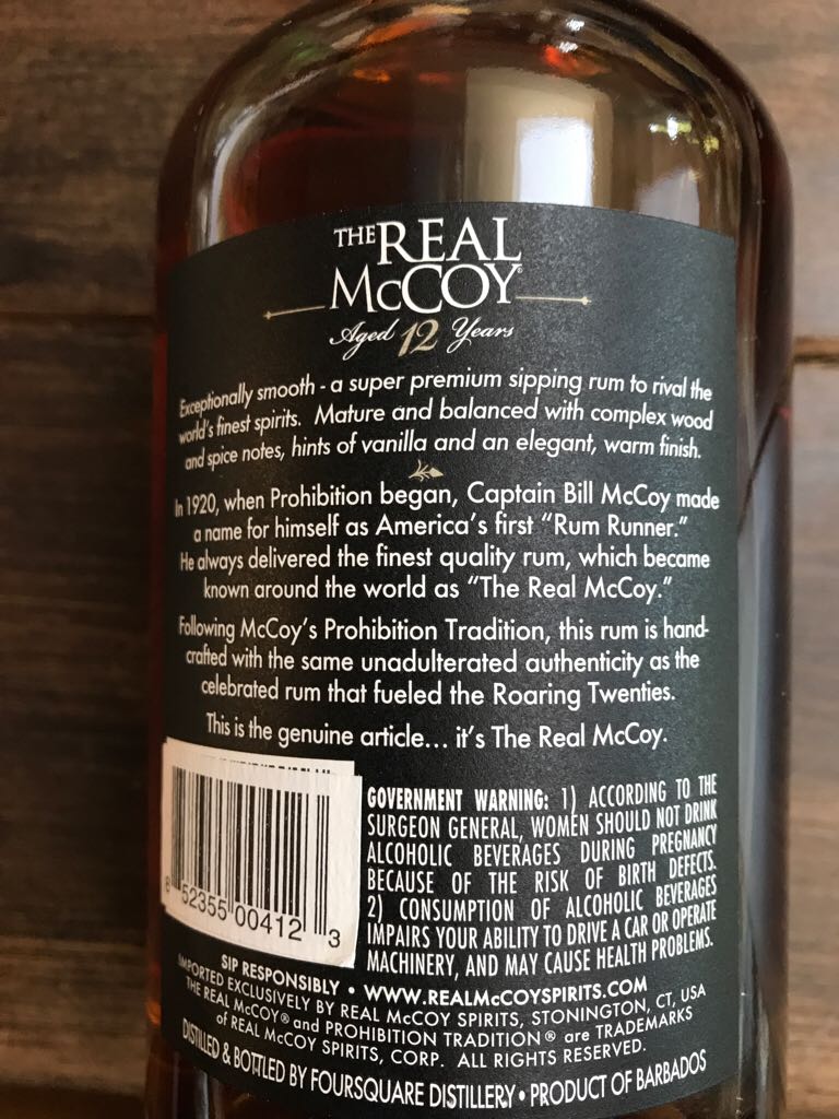 Real McCoy 12 Year - Foursquare Rum Distillery (750mL) alcohol collectible [Barcode 852355004123] - Main Image 2