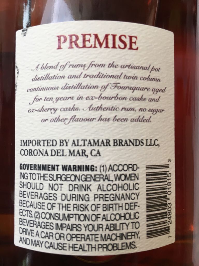 Foursquare Premise Mark VIII - Foursquare Rum Distillery (750mL) alcohol collectible [Barcode 724803018153] - Main Image 2