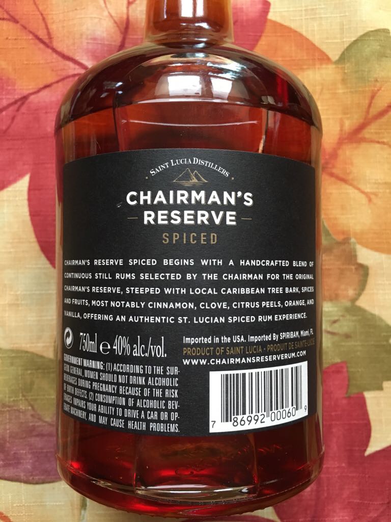 Chairman’s Reserve Spiced - St. Lucia Distillers (750mL) alcohol collectible [Barcode 786992000609] - Main Image 2