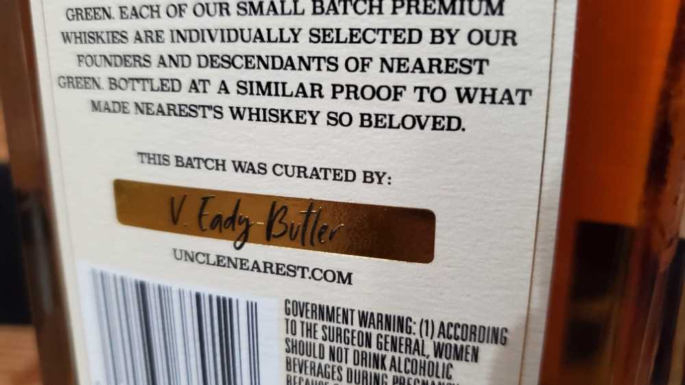 Uncle Nearest 1884 - Nearest Green Distillery (750 mL) alcohol collectible [Barcode 040232379123] - Main Image 3