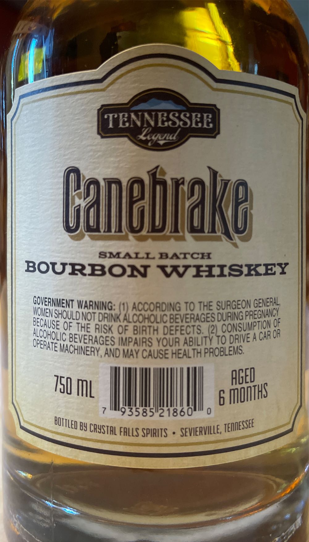 Tennessee Legend Canebrake - Tennesse Legend (750 mL) alcohol collectible [Barcode 793585218600] - Main Image 2
