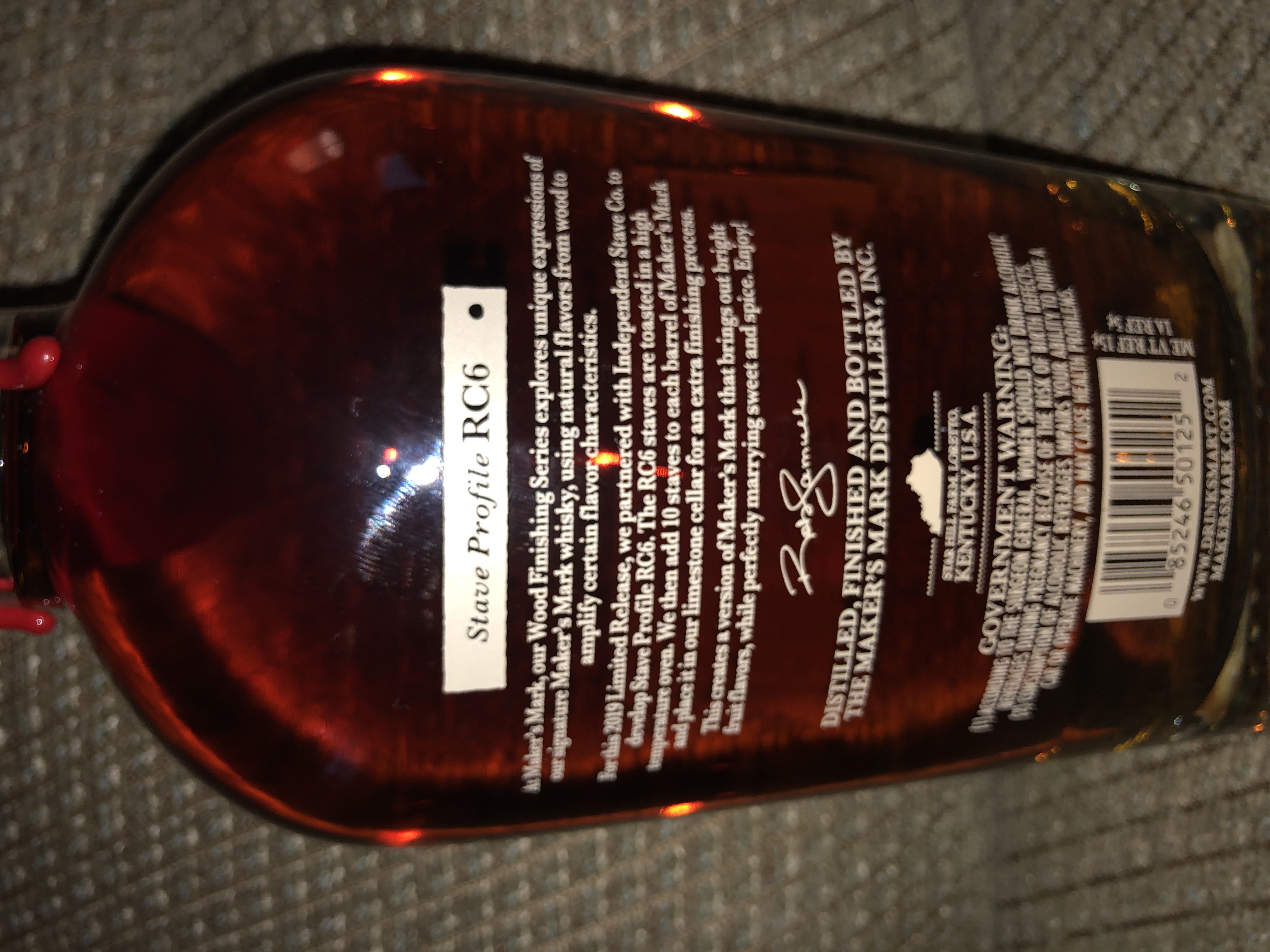 Maker’s Mark - Wood Finishing Series 2019, RC6 - Makers Mark Distillery, Inc. (750 mL) alcohol collectible [Barcode 085246501252] - Main Image 2